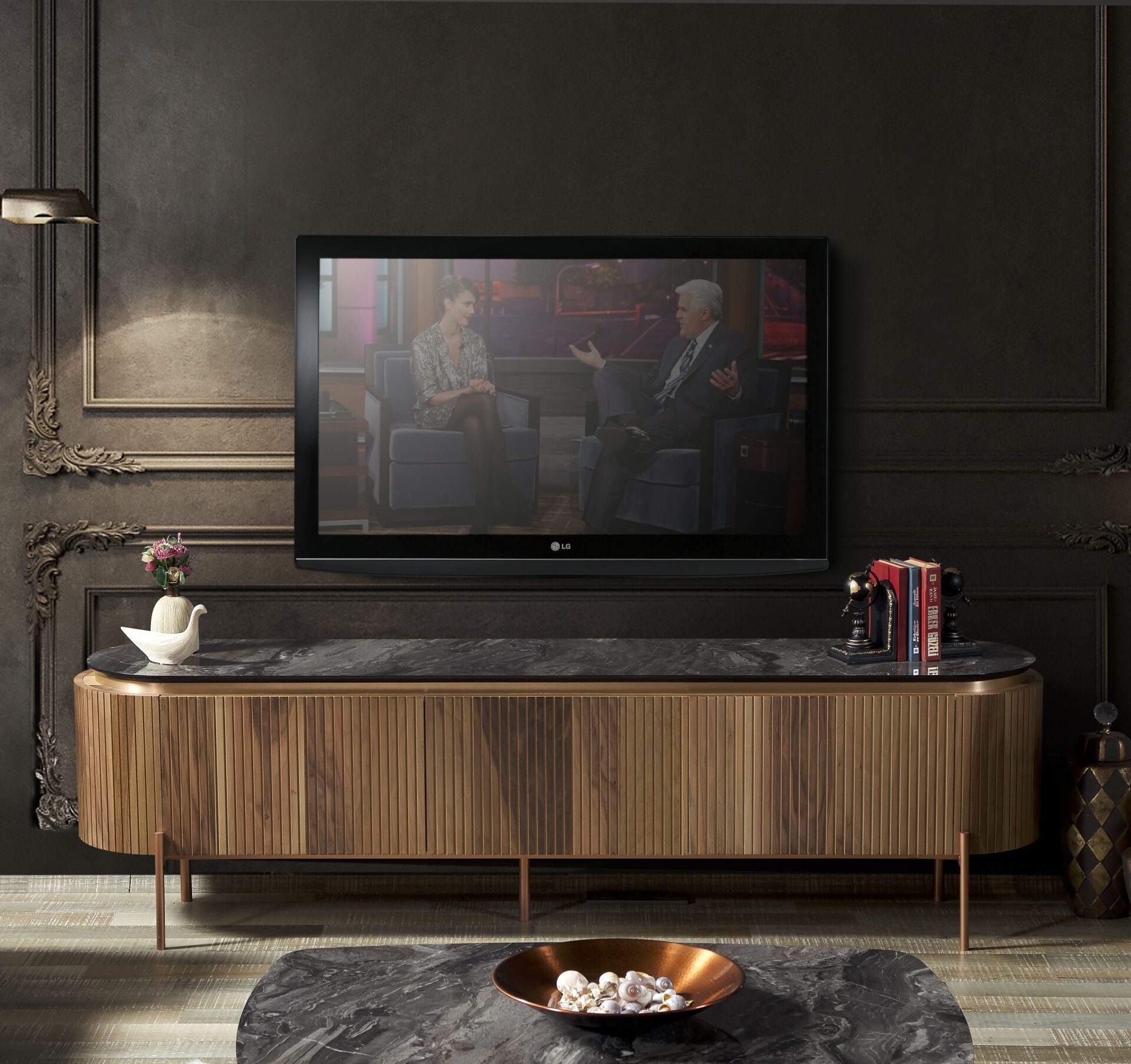 Tesla Ceviz Bronz Tv Ünitesi