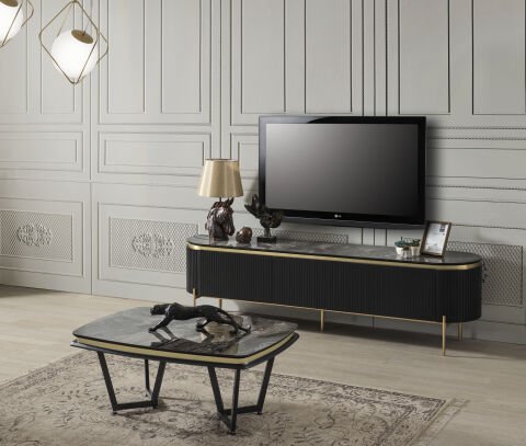 Tesla Siyah Gold Tv Ünitesi